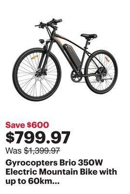 Best Buy Gyrocopters brio 350w electric mountain bike with up to 60km battery range - black - only at best buy offer