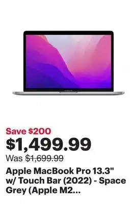 Best Buy Apple macbook pro 13.3 w/ touch bar (2022) - space grey (apple m2 chip / 256gb ssd / 8gb ram) - english offer