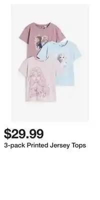 H&M 3-pack printed jersey tops offer