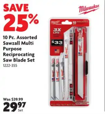Home Hardware 10 pc. assorted sawzall multi purpose reciprocating saw blade set offer