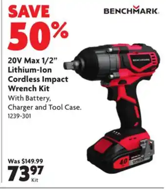 Home Hardware 20v max 1/2 lithium-lon cordless impact wrench kit offer
