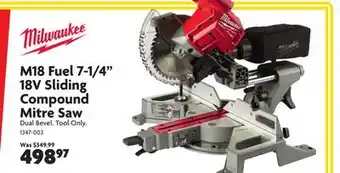 Home Hardware M18 fuel 7-1/4 18v sliding compound mitre saw offer