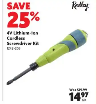 Home Hardware 4v lithium ion cordless screwdriver kit offer