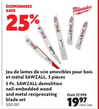 Home Hardware 5 pc. sawzall demolition nail-embedded wood and metal reciprocating blade set offer