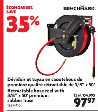Home Hardware Retractable hose reel with 3/8 × 50' premium rubber hose offer