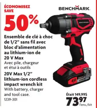 Home Hardware 20v max 1/2 lithium-ion cordless impact wrench kit offer