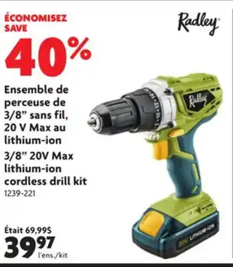 Home Hardware 3/8 20v max lithium-ion cordless drill kit offer