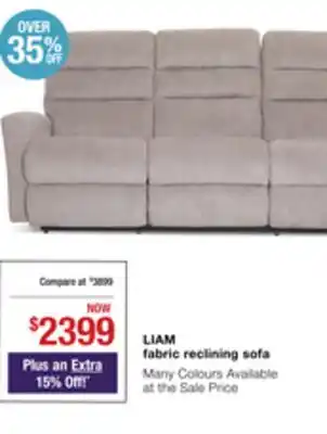 La Z Boy Liam fabric reclining sofa offer