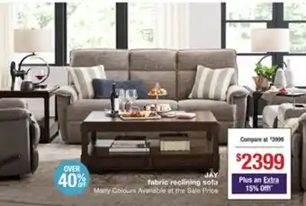La Z Boy Jay fabric reclining sofa offer