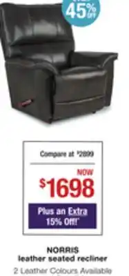 La Z Boy Norris leather seated recliner offer