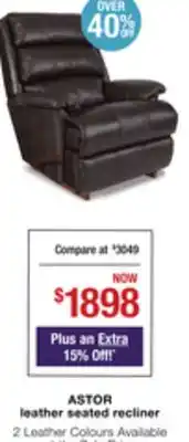 La Z Boy Astor leather seated recliner offer