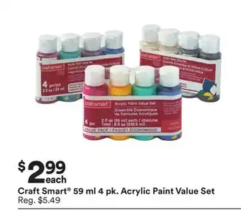 Michaels Craft smart 59 ml 4 pk. acrylic paint value set offer