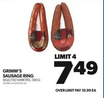 Real Canadian Superstore GRIMM'S SAUSAGE RING SELECTED VARIETIES, 300G offer