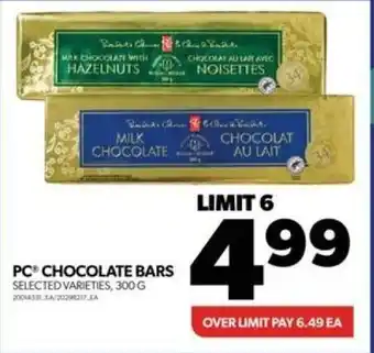 Real Canadian Superstore PC CHOCOLATE BARS SELECTED VARIETIES, 300G offer