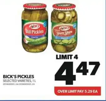 Real Canadian Superstore BICK'S PICKLES SELECTED VARIETIES, 1L offer