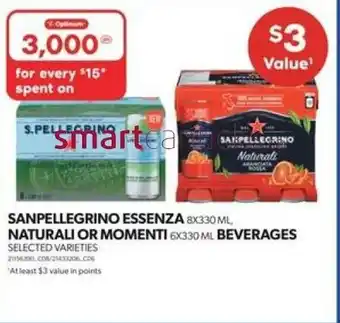 Real Canadian Superstore SANPELLEGRINO ESSENZA 8X330 ML, NATURALI OR MOMENTI 6X330 ML BEVERAGES SELECTED VARIETIES offer