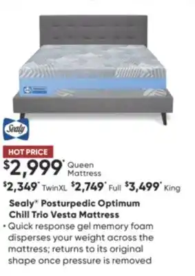 Sleep Country Sealy posturpedic optimum chill trio vesta mattress offer