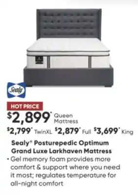 Sleep Country Sealy posturepedic optimum grand luxe larkhaven mattress offer