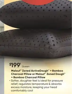 Sleep Country Malouf zoned activedough + bamboo charcoal pillow or malouf zoned dough + bamboo charcoal pillow offer