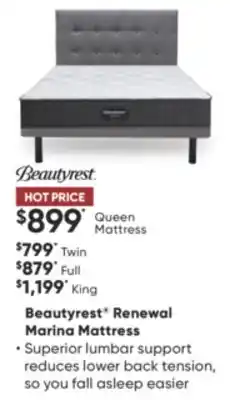 Sleep Country Beautyrest renewal marina mattress offer