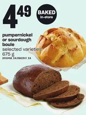 Independent Grocer Pumpernickel or sourdough boule, 675 g offer