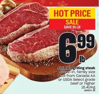 Independent Grocer Striploin grilling steak offer