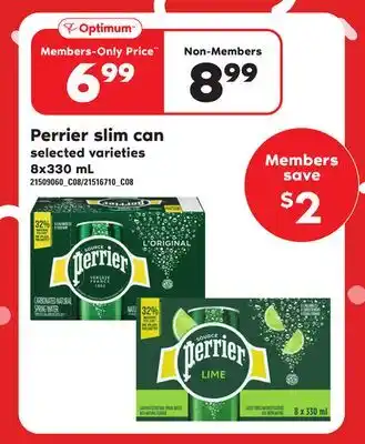 Loblaws Perrier slim can, 8x330 ml offer