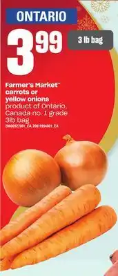 Loblaws Farmer's market carrots or yellow onions, 3lb bag offer