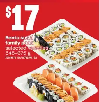 Loblaws Bento sushi family pack, 545-675 g offer