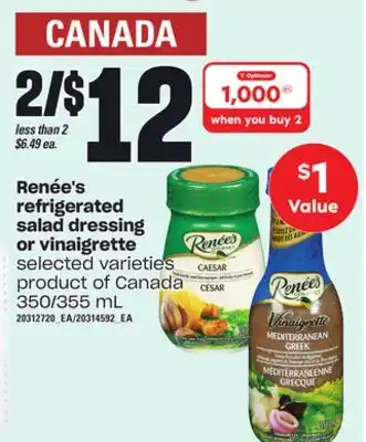 Loblaws Renée's refrigerated salad dressing or vinaigrette, 350/355 ml offer