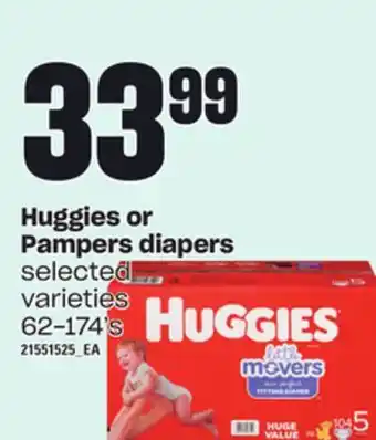 Loblaws Huggies or pampers diapers, 62-174's offer