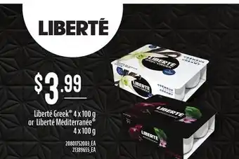 Loblaws Liberté greek 4 x 100 g or liberté méditerranée 4 x 100 g offer