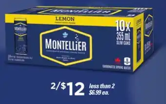 Loblaws Montellier carbonated natural spring water 10x355 ml or 1 l offer