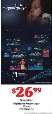 Loblaws Goodnites nighttime underwear, 28-44's offer