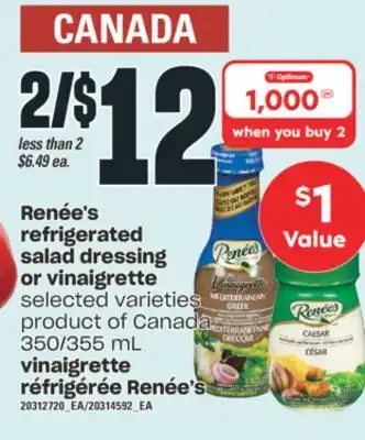 Valu-mart Vinaigrette réfrigérée renée's, 350/355 ml offer