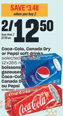 Valu-mart Boissons gazeuses coca-cola, canada dry ou pepsi, 12x355 ml offer