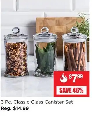 Kitchen Stuff Plus 3 pc. classic glass canister set offer