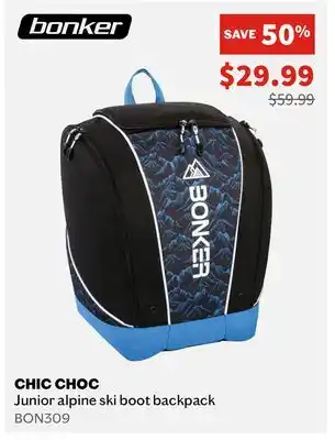 Sports Experts Bonker chic choc junior alpine ski boot backpack offer