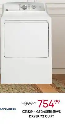 Meubles RD Ge appliances dryer 7.2 cu ft offer