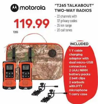 Pronature Motorola t265 talkabout two-way radios offer