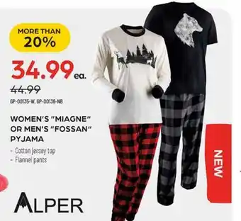 Pronature Alper women's miagne or men's fossan pyjama offer