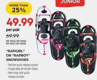 Pronature Rapgirl or rapboy snowshoes offer