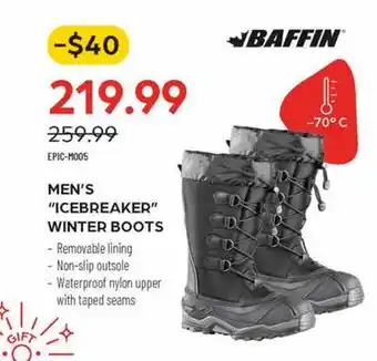 Pronature Baffin men's icebreaker winter boots offer