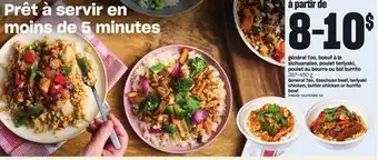 Provigo Général tao, boeuf à la sichuanaise, poulet teriyaki, poulet au beurre ou bol burrito, 387-450 g offer
