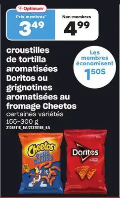 Provigo Croustilles de tortilla aromatisées doritos ou grignotines aromatisées au fromage cheetos, 155-300 g offer