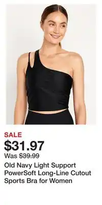 Old Navy Old navy light support powersoft long-line cutout sports bra for women offer