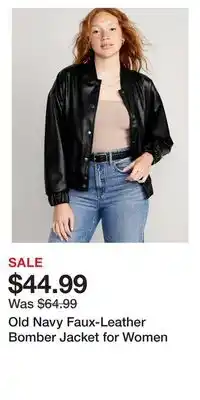 Old Navy Old navy faux-leather bomber jacket for women offer