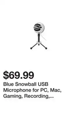 Newegg Blue snowball usb microphone for pc, mac, gaming, recording, streaming, podcasting, condenser mic with cardioid and omnidirec offer