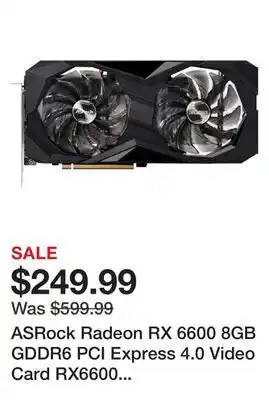 Newegg Asrock radeon rx 6600 8gb gddr6 pci express 4.0 video card rx6600 cld 8g offer