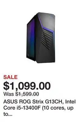 Newegg Asus rog strix g13ch, intel core i5-13400f (10 cores, up to 4.6ghz), nvidia geforce rtx 3060 (12gb), 16gb ddr4, 1tb nvme ssd, offer